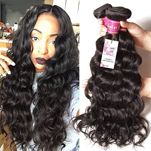 Product Cover Unice 8a Remy Brazilian Natural Wave Hair 3 Bundles 100% Unprocessed Virgin Human Hair Extensions Weave Natural Color (8 10 12)