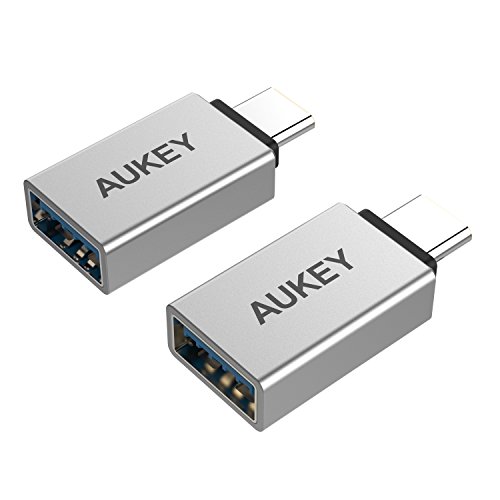 Product Cover AUKEY USB C to USB 3.0 Adapter ( 2 Pack ) Aluminum Thunderbolt 3 Mini USB Type C Adapter for MacBook Pro 2017/2016, Google Chromebook Pixelbook, Samsung Galaxy S9 S8 Note8, Google Pixel 2/2XL