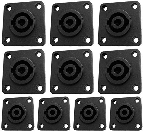 Product Cover CESS Speaker Jack Twist Lock 4 Pole Square (Rectangle) - Speakon Female Socket Panel/Chassis Mount - Compatible with Neutrik Speakon NL4MP, NL4MPR, NL4FC, NL4FX, NLT4X, NL4 Serie (jgc) (10 Pack)