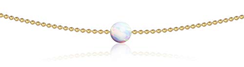 Product Cover Opal Necklace Choker Necklace | 14k Gold Dipped Ball Chain Single Fire Opal Necklaces For Women | Celebrity Approved Dainty Gold Necklace Opal Necklace for Everyday Look | Small Necklace Jewelry For W