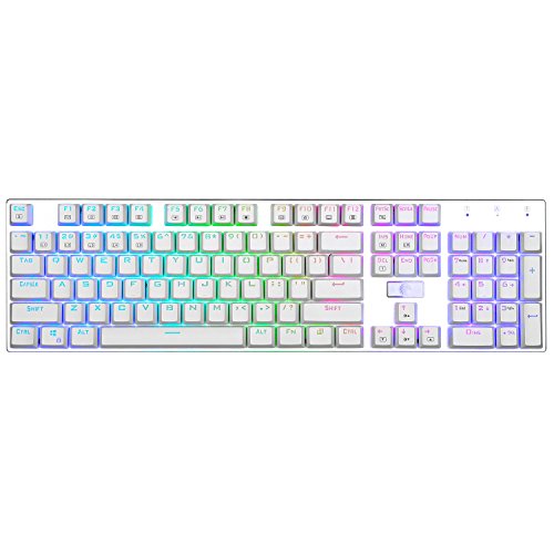 Product Cover E-Element Z-88 RGB Mechanical Gaming Keyboard, Programmable RGB Backlit, Blue Switch -Tactile & Clicky, Water Resistant, 104 Keys Anti-Ghosting for Mac PC, Silver+White