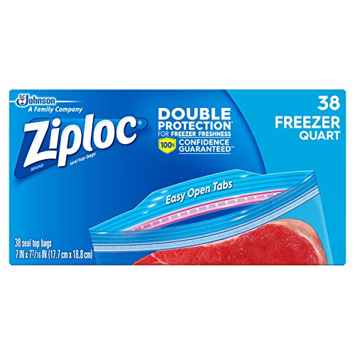 Product Cover Ziploc Freezer Bags, Quart, 3 Pack, 38ct