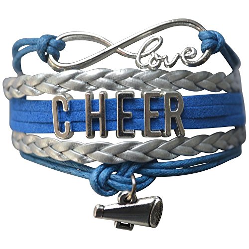 Product Cover Cheer Charm Bracelet- Infinity Love Adjustable Cheerleading Jewelry in Team Colors for Cheerleader