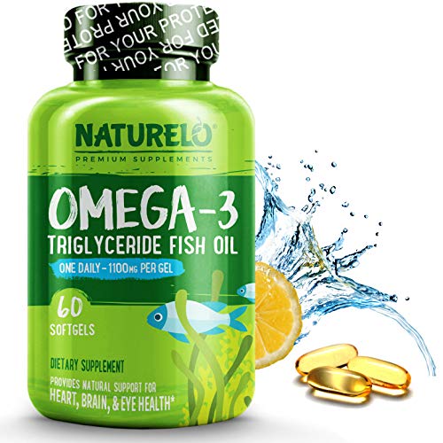 Product Cover NATURELO Omega-3 Fish Oil - 1100 mg Triglyceride Omega 3 - High Strength DHA EPA Supplement - Best for Brain, Heart, Joint Health - No Burps - Lemon Flavor - 60 Softgels | 2 Month Supply