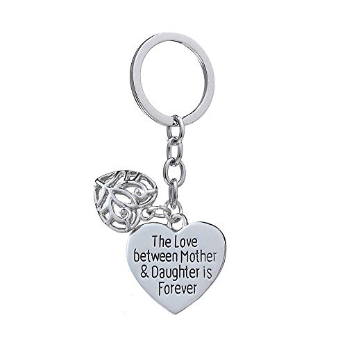 Product Cover Mother's Day Gift Love Between Mother Daughter is Forever Double Heart Key Chain Ring for Family Women