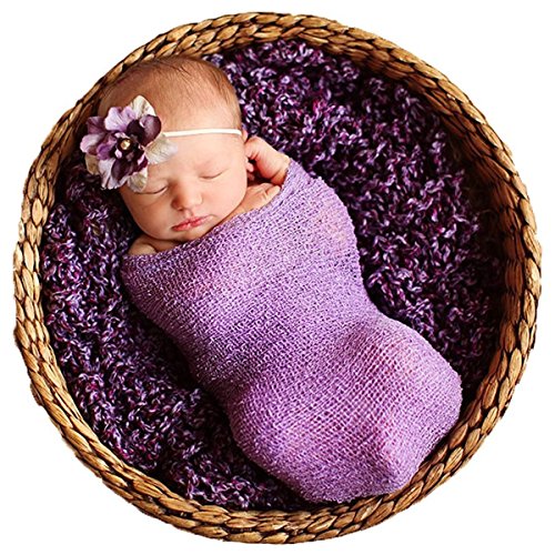 Product Cover Sunmig Newborn Baby Stretch Wrap Photo Props Wrap-Baby Photography Props (Purlple)