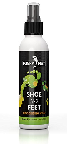 Product Cover Funky Feet Foot Odor Spray - Shoe Spray Deodorizer & Odor Eliminator - No More Embarrassing Sneaker Smell - All Natural Antifungal Freshener with Tea Tree Oil and other Pure Odor Eaters for Shoes