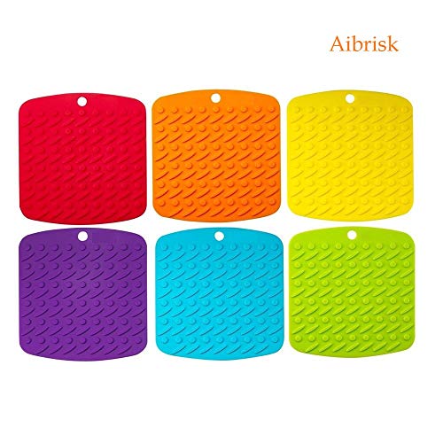 Product Cover Aibrisk Silicone Pot Holder - Silicone Trivets Mats for Hot Dishes Pot Holders Heat Resistant, Spoon Rest and Garlic Peeler Non Slip Multipurpose Kitchen Tool 7x7
