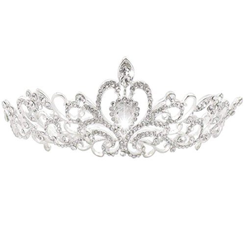 Product Cover Jmkcoz Wedding Coronal Tiara Rhinestones Crystal Bridal Headband Pageant Silver Princess Crown
