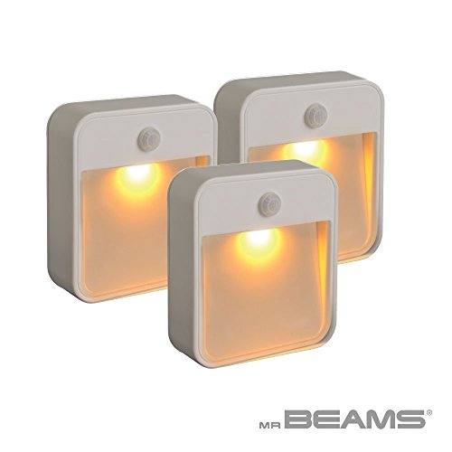 Product Cover Mr. Beams MB720A Sleep Friendly Battery-Powered Motion-Sensing LED Stick-Anywhere Nightlight with Amber Color Light (3-Pack), White