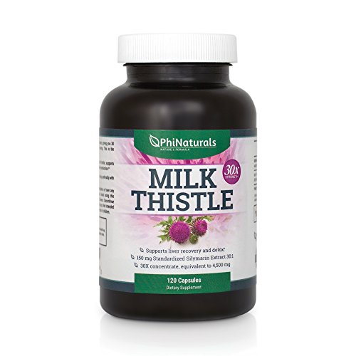 Product Cover Milk Thistle - Liver Cleanse Support Detox - Silymarin - Extra Strength Extract 30x of 150 mg - Silybum Marianum - All Natural Organic Boost Immunity - Detox Supplement - Non-GMO Made in USA (120 Capsules)