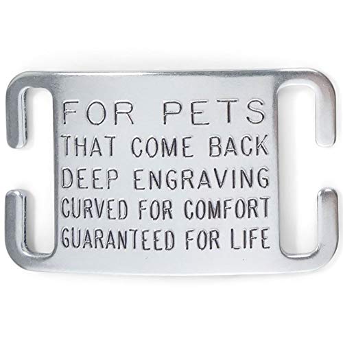 Product Cover Leashboss Pet ID Tags for Dog and Cat Collars - Personalized and Engraved Custom Identification Tag - Boomerang Tags - Silent, Durable, and Will Not Fall Off (1 Inch Collars, Adjustable, Large)