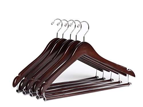Product Cover Quality Hangers Wooden Hangers Beautiful Sturdy Suit Coat Hangers with Locking Bar Mahogany (5)