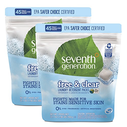 Product Cover Seventh Generation Laundry Detergent Packs, Free & Clear, 90 Loads (2 Pouches, 45ct ea)