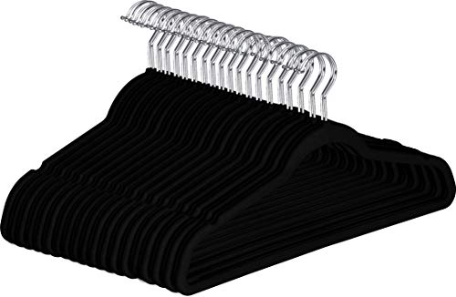 Product Cover Utopia Home Premium Non-Slip Velvet Hangers (Pack of 50) - Heavy Duty - Coat Hangers - Pant Hangers - Black