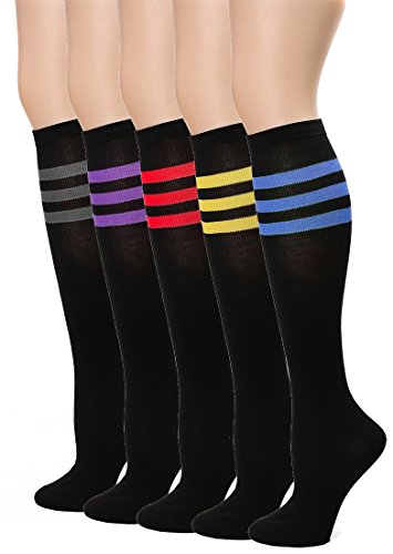 Product Cover Leotruny Women's Triple Stripes Knee High Cotton Socks 6-pack