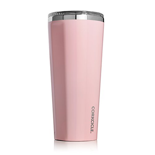 Product Cover Corkcicle 24oz Tumbler - Classic Collection - Triple Insulated Stainless Steel Travel Mug, Gloss Rose Quartz