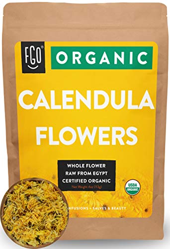 Product Cover Organic Calendula Flowers | Whole | 16oz Resealable Kraft Bag (1lb) | 100% Raw From Egypt | by Feel Good Organics