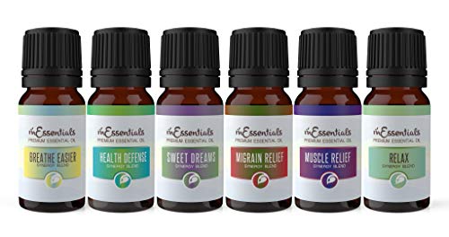 Product Cover mEssentials 6 Piece Health Blends Essential Oil Set -100% Pure Therapeutic Grade Aromatherapy Kit with Breath Easy, Health Defense, Sweet Dreams, Migrain Relief, Muscle Relief and Relax Blends -10ml