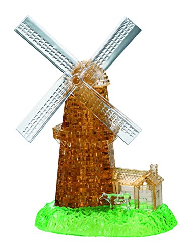 Product Cover Bepuzzled Deluxe 3D Crystal Jigsaw Puzzle Kit - Windmill DIY Assembly Brain Teaser, Fun Model Toy Gift Decoration for Adults & Kids Age 12 and Up, 64 Pieces (Level 3)