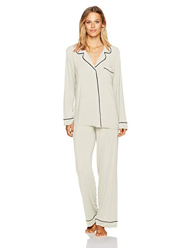 Product Cover Eberjey Women's Gisele Two-Piece Long Sleeve & Pant Pajama Sleepwear Set, Ivory/Navy, Medium