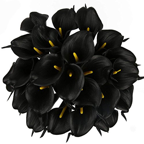 Product Cover Luyue Calla Lily Bridal Wedding Bouquet Head Lataex Real Touch Flower Bouquets Pack of 20 (Black)