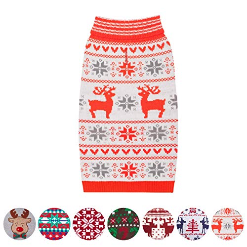 Product Cover Blueberry Pet Vintage Ugly Christmas Reindeer Holiday Festive Dog Sweater in Bold and Young Color, Back Length 14