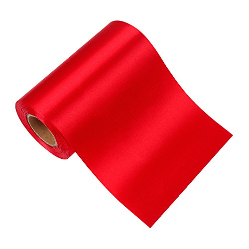 Product Cover LaRibbons 6 inch Wide Grand Opening Ceremony Satin Ribbon, Wedding Party Decoration Craft Ribbon, Also for Making Car Bows - 25 Yard/Spool (Red)