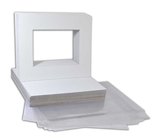 Product Cover Golden State Art Pack of 25 White Pre-Cut 8x10 Picture Mat for 5x7 Photo with White Core Bevel Cut Mattes Sets. Includes 25 High Premier Acid Free Mats & 25 Backing Board & 25 Clear Bags