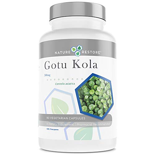 Product Cover Gotu Kola Extract Supplement, Standardized to 10 Percent Triterpenes, Manufactured in USA, 90 Capsules, Non GMO, Gluten Free, Vegan
