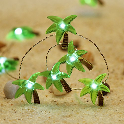 Product Cover Impress Life Christmas Beach Themed String Lights, Tropical Coconut Palm Tree Lighting Silver Wire 10ft 40 LED with Remote for Bedroom, Porch, Wreathe, Garden, Wedding Party House DIY Decorations