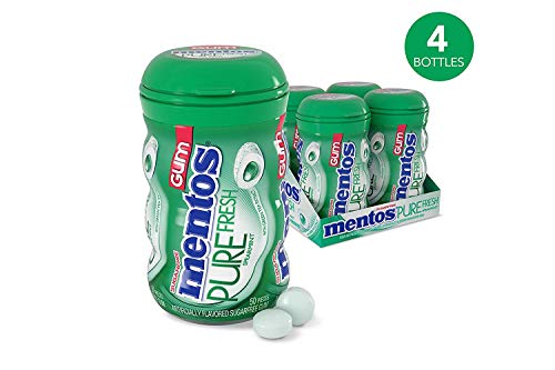 Product Cover Mentos Pure Fresh Sugar-Free Chewing Gum with Xylitol, Spearmint, 50 Piece Bottle (Pack of 4)