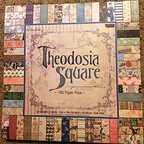 Product Cover Theodosia Square 12x12 Scrapbooking Paper Pad, 180 Sheets, Vintage,Ephemera, French, Newsprint