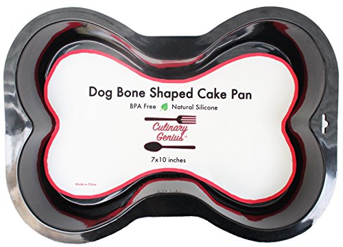 Product Cover Silicone Dog Bone Shape Cake Pan for Puppy Birthday Cake Mix Novelty 7x10inch Small