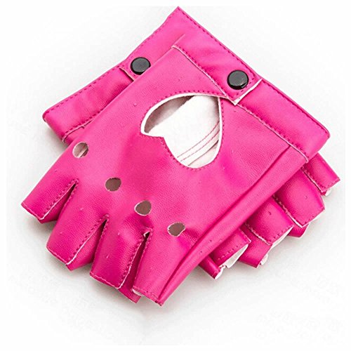 Product Cover GOOTRADES Punk Fingerless Dance Glove For Women, Jazz Style Glove, PU Leather (Rose Red)