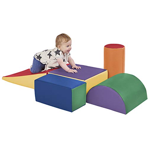 Product Cover ECR4Kids SoftZone Climb and Crawl Activity Play Set, Lightweight Foam Shapes for Climbing, Crawling and Sliding, Safe Foam Playset for Toddlers and Preschoolers, 5-Piece Set, Primary
