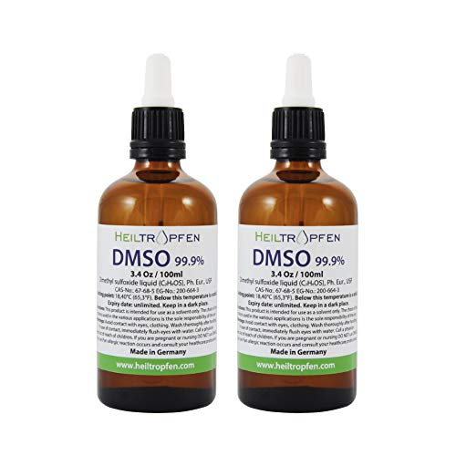 Product Cover 2X DMSO 99.9% Pharma Grade, No Odor - Dimethyl sulfoxide Liquid (2X 3.4 Oz - 2X 100ml), High Purity, Set of Two, Heiltropfen
