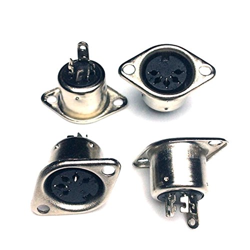 Product Cover CESS DIN Female 5-Pin Jack Socket Connector Panel Mount Soldering - 5 Pin MIDI DIN Socket (LW) (jcx) (4 Pack)