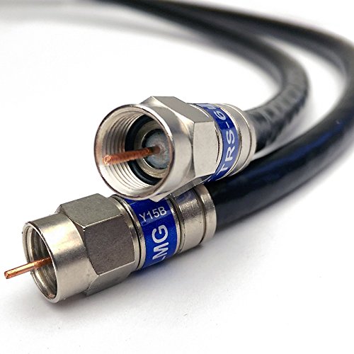Product Cover 75ft QUAD SHIELD SOLID COPPER 3GHZ RG-6 Coaxial Cable 75 Ohm (DIRECTV Satellite TV or Broadband Internet) ANTI CORROSION BRASS CONNECTOR RG6 Fittings Assembled in USA by PHAT SATELLITE INTL