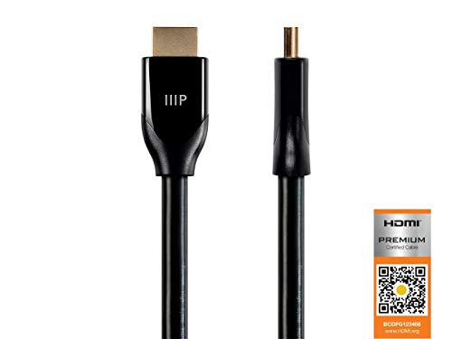 Product Cover Monoprice Certified Premium HDMI Cable - Black - 3 Feet | 4K@60Hz, HDR, 18Gbps, 28AWG, YUV 4