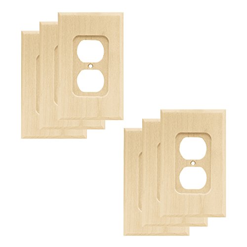 Product Cover Franklin Brass W10397V-UN-R Wood Square Single Duplex Outlet Wall Plate/Switch Plate/Cover (6 Pack), Unfinished Wood