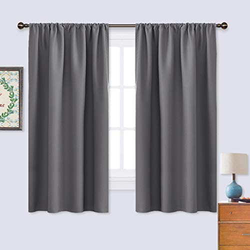Product Cover NICETOWN Blackout Curtains Panels for Window - Thermal Insulated Rod Pocket Blackout Drapes/Draperies for Living Room (2 Panels, W42 x L63 inches,Grey)