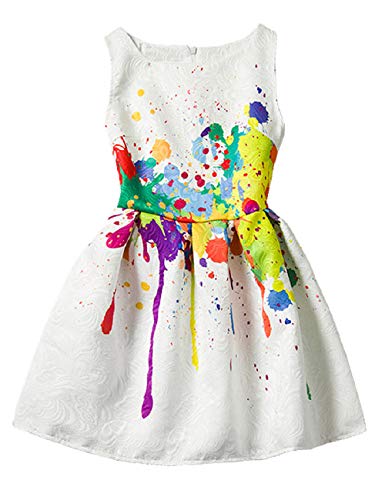 Product Cover 21KIDS Creative Art Colorful Paint Print Dress for Summer Girls Casual Size,8,Art Paint