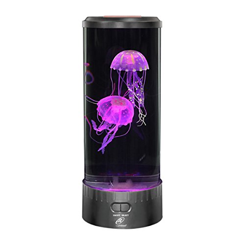 Product Cover Lightahead LED Fantasy Jellyfish Lamp Round with 5 Color Changing Light Effects Jelly Fish Tank Aquarium Mood Lamp for Home Decoration Magic lamp for Gift (Large)