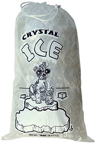 Product Cover Crystal Clear Plastic Ice Bags with Cotton Draw String, 10 lb., Pack of 100