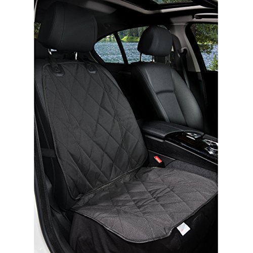 Product Cover BarksBar Pet Front Seat Cover for Cars - Black, Waterproof & Nonslip Backing with Anchors, Quilted, Padded, Durable Pet Seat Covers for Cars, Trucks & SUVs