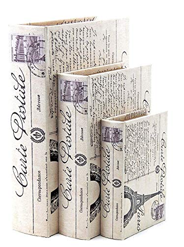 Product Cover Bellaa 28069 Decorative Book Box Paris Eiffel Tower Set of 3 Hidden Secret Storage Jewelry Keepsake