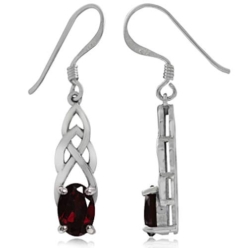 Product Cover 1.86ct. Natural Garnet 925 Sterling Silver Celtic Knot Dangle Earrings