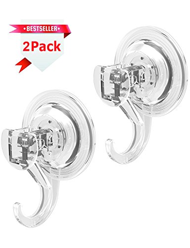 Product Cover Suction Cup Hook Towel Hooks LUXEAR Shower Hooks Removable Kitchen Suction Hooks Vacuum Wall Holder for Home Bathroom Holder for Loofah Sponge Towel Key Coat Bag - 2 Pack (Clear)