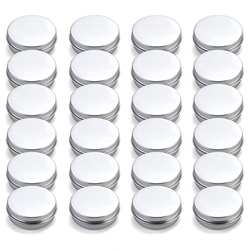 Product Cover Tosnail 24 Pack 2 oz. Aluminum Round Lip Balm Tin Containers with Screw Thread Lid - Great for Spices, Candies, Tea or Gift Giving